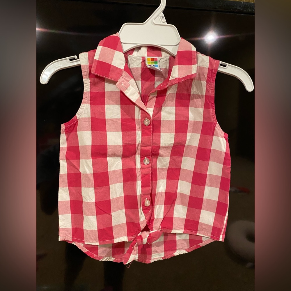 Girls Pink Flannel Tank Top🩷